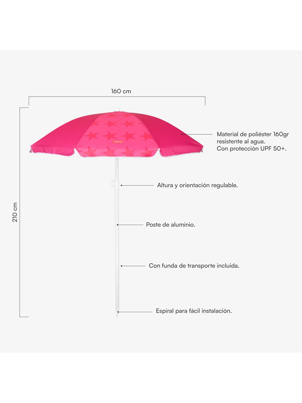 Cyndi Plaj Şemsiyesi Pembe-1