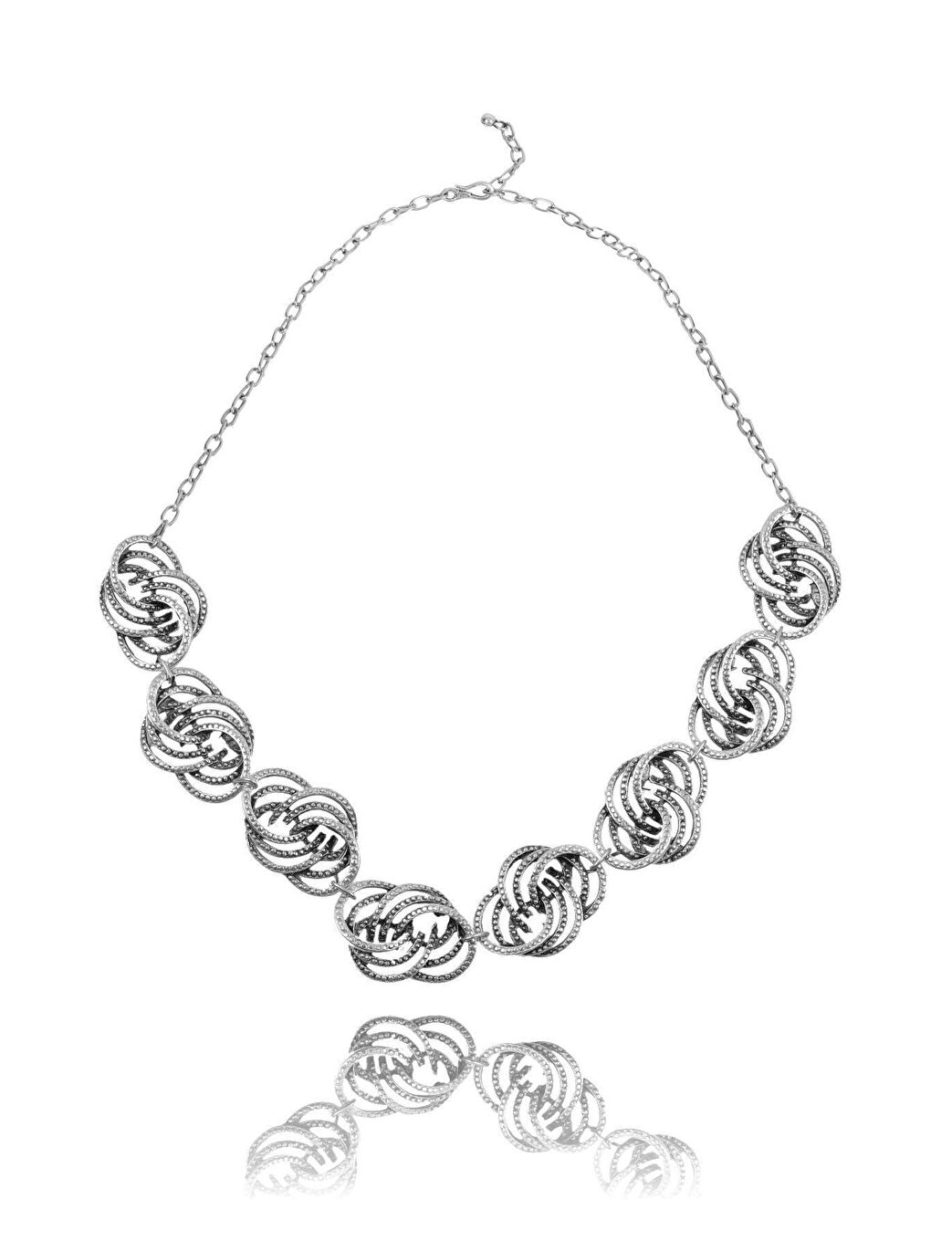 Gri Kadın Antik Gümüş Kaplama Otantik Kolye