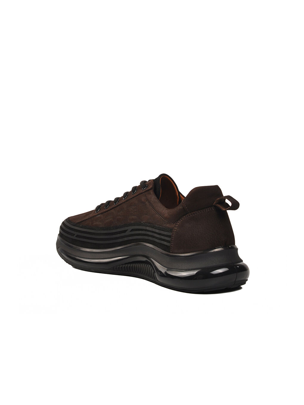 Kahverengi Kahve Nubuk Hakiki Deri Erkek Sneaker 1004 M-3