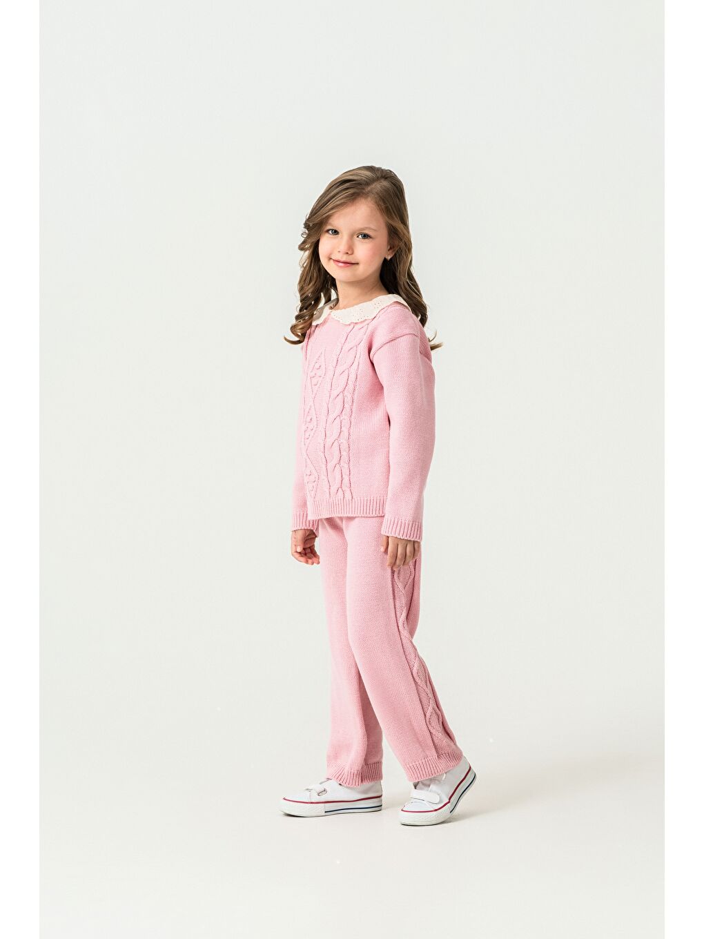 Pembe Kız Çocuk Triko 2'li Takım-1