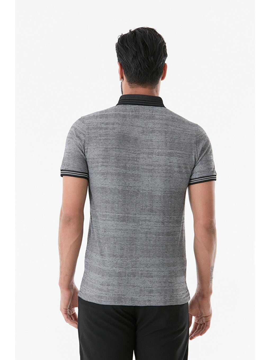 Siyah Basic Polo Yaka Düğmeli Tişört-2