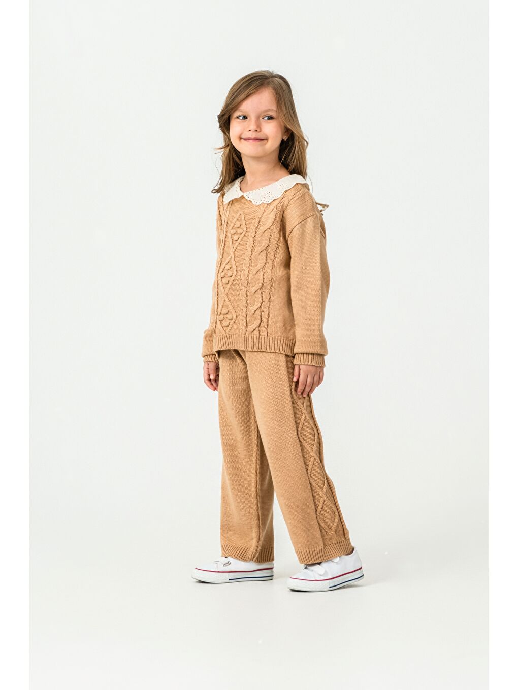Kahverengi Kız Çocuk Triko 2'li Takım-2