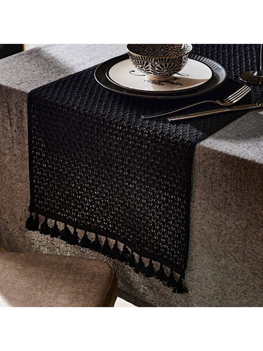 Soft Santa Runner - Siyah - 35x145 cm-4