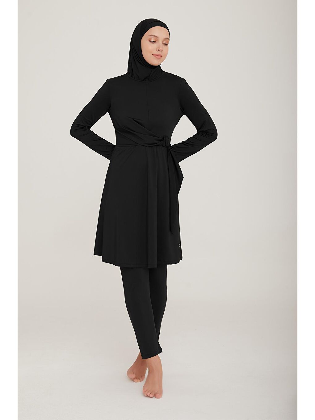 Likralı Tam Kapalı Tesettür Mayo Luka 8035 Siyah-2