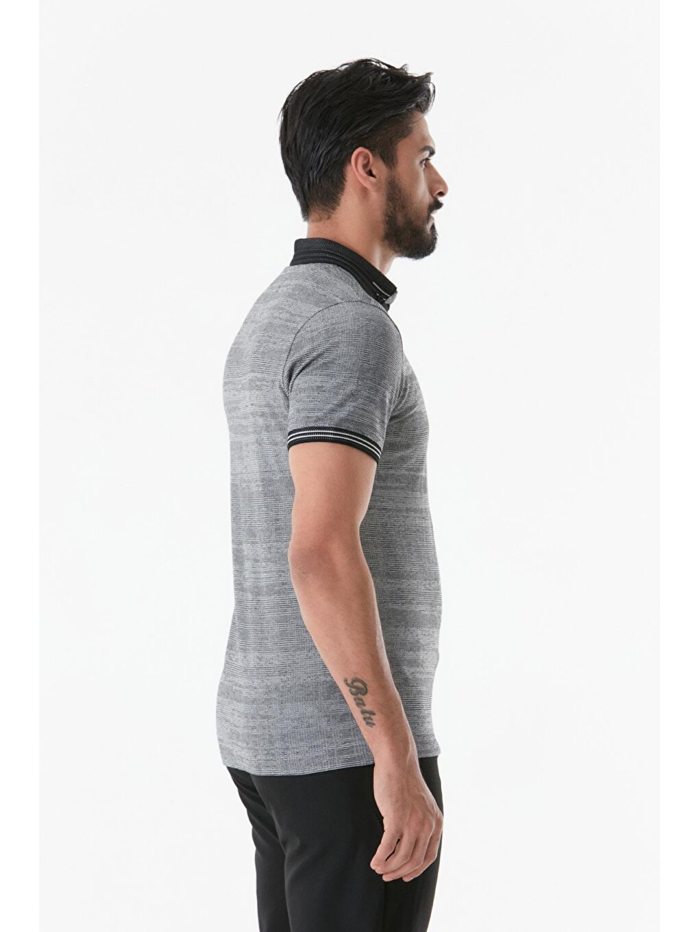 Siyah Basic Polo Yaka Düğmeli Tişört-3