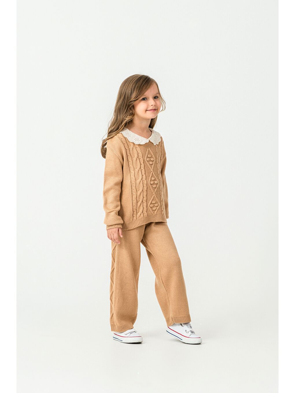 Kahverengi Kız Çocuk Triko 2'li Takım-3