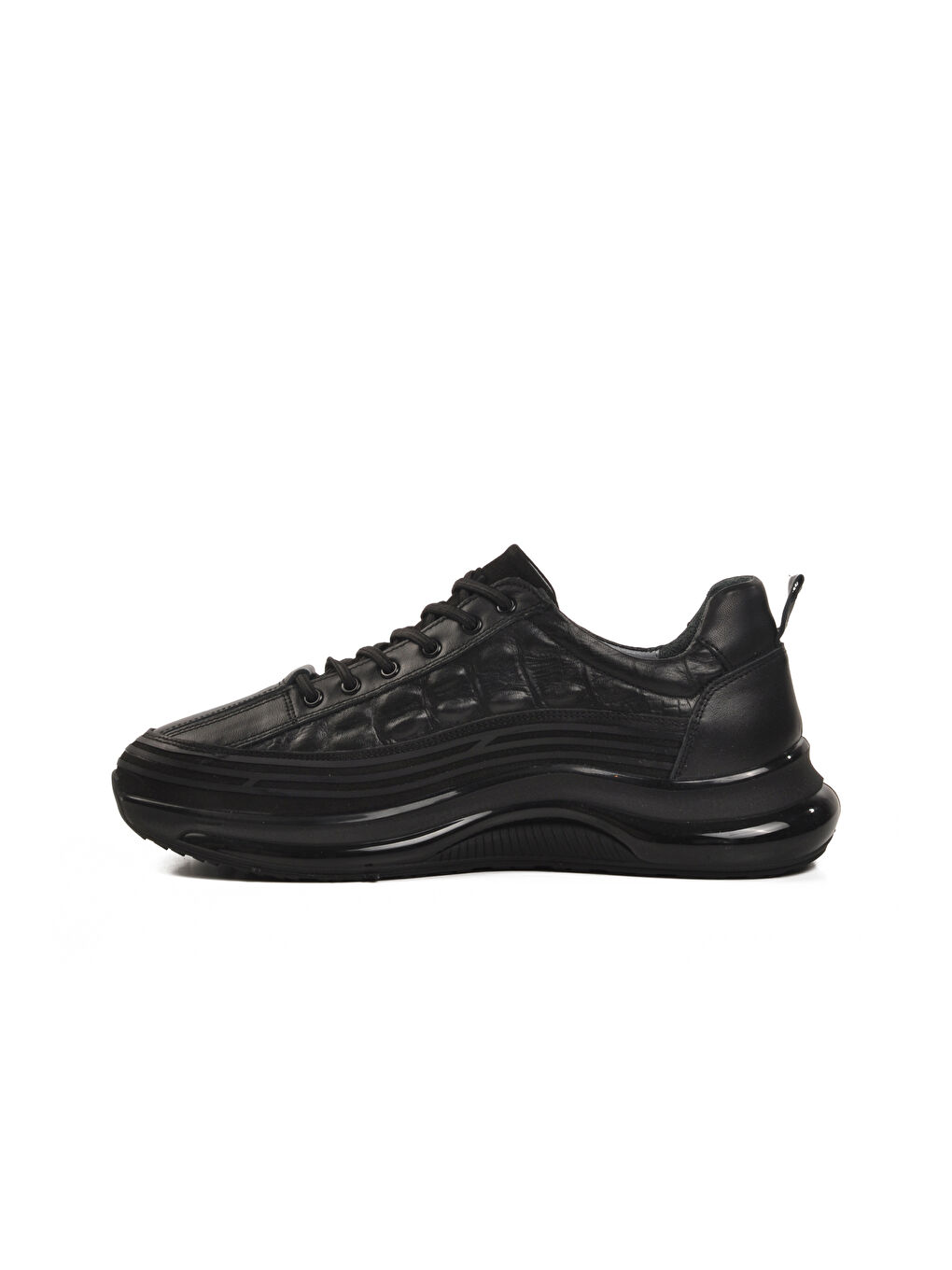 Ayakmod Siyah Hakiki Deri Erkek Sneaker 1004 M - 1