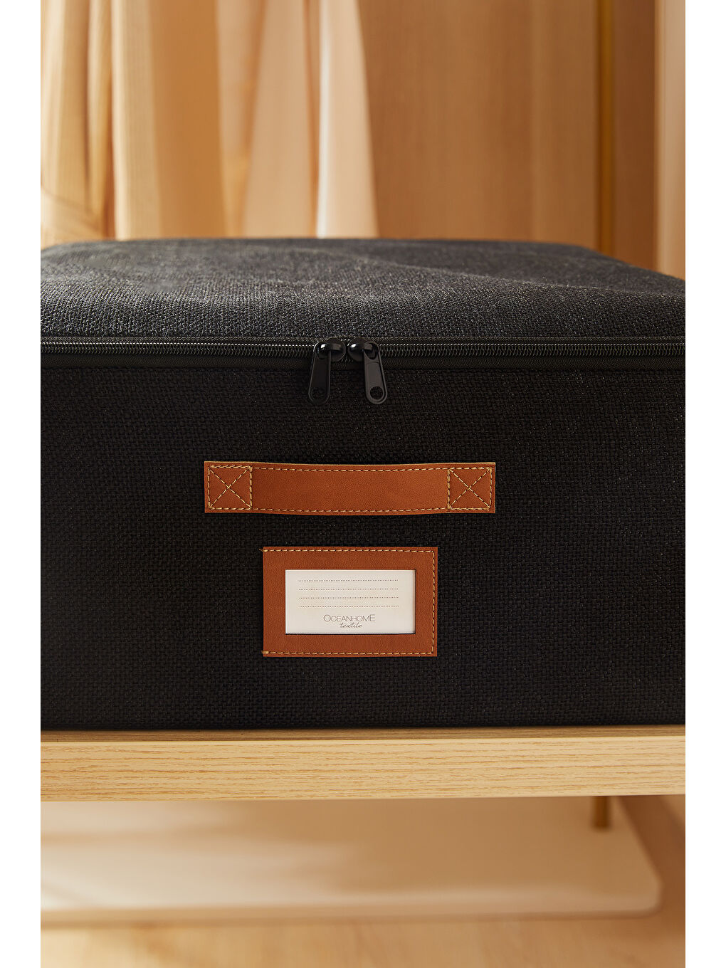 3'lü Siyah Renk Jüt Destekli Kutu Hurç Set 45 x 55 x 18 cm-2