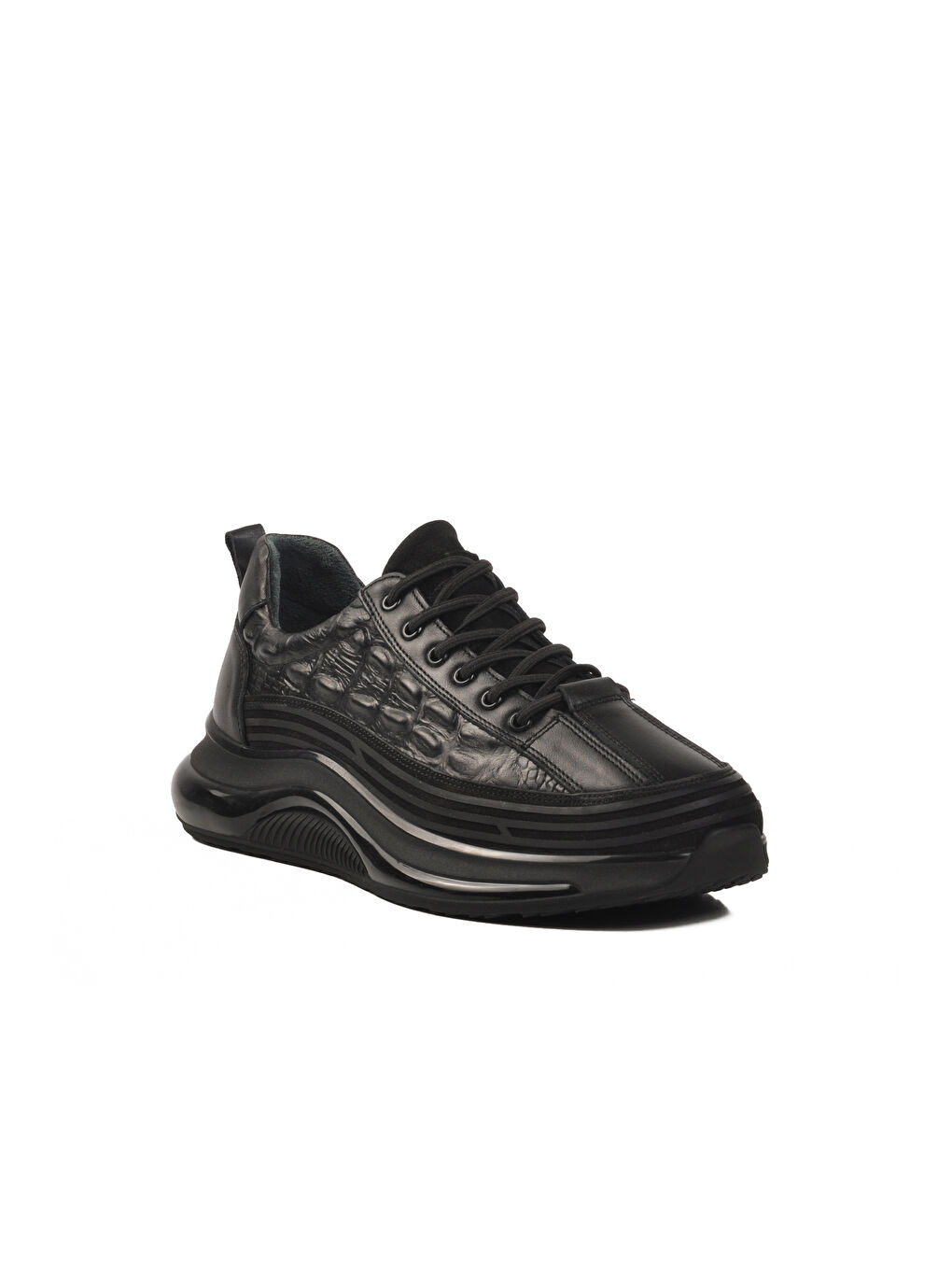 Ayakmod Siyah Hakiki Deri Erkek Sneaker 1004 M - 2