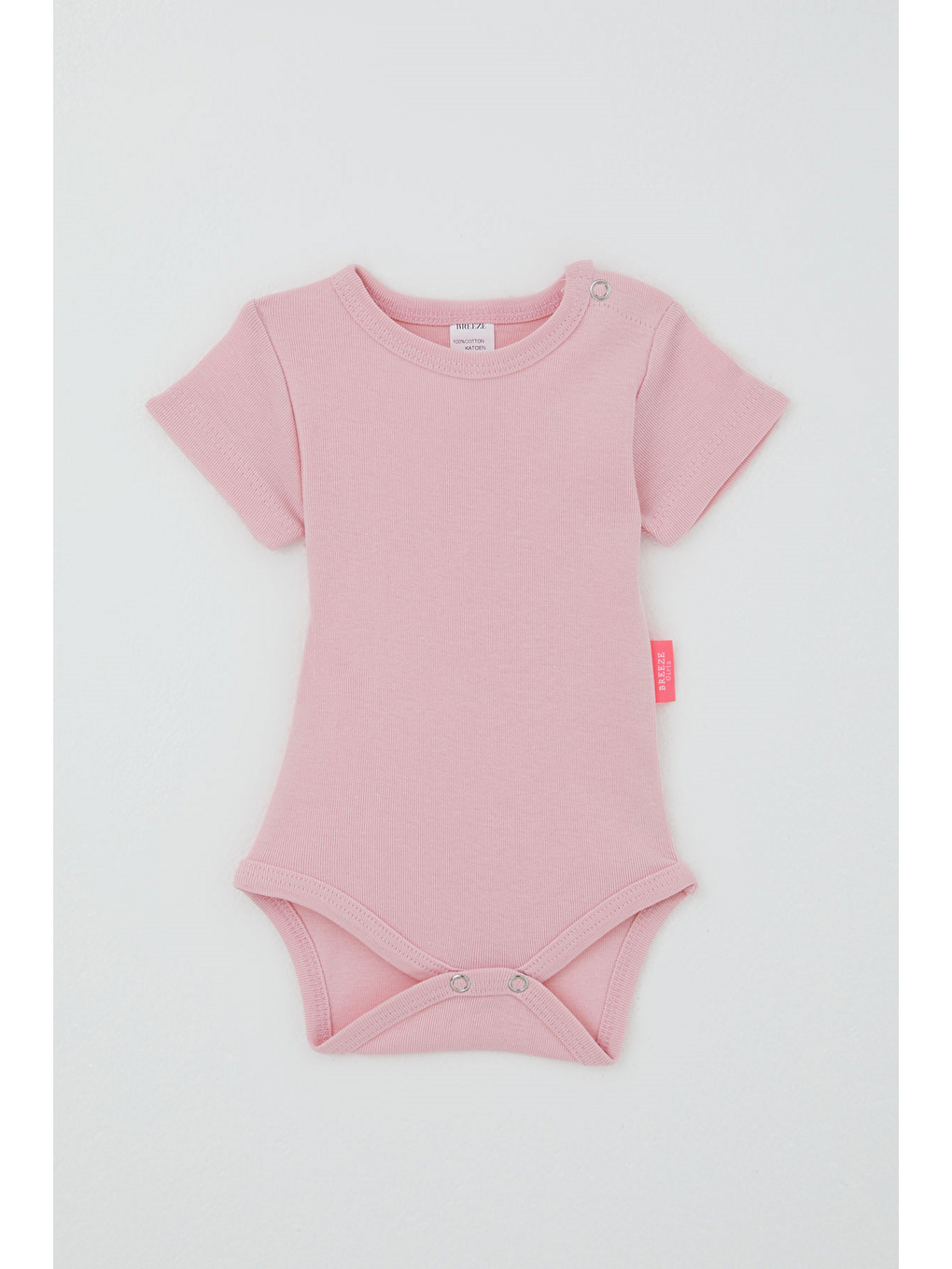 Kız Bebek Çıtçıtlı Kısa Kollu Zıbın Body Basic Pembe (0-9 Ay)