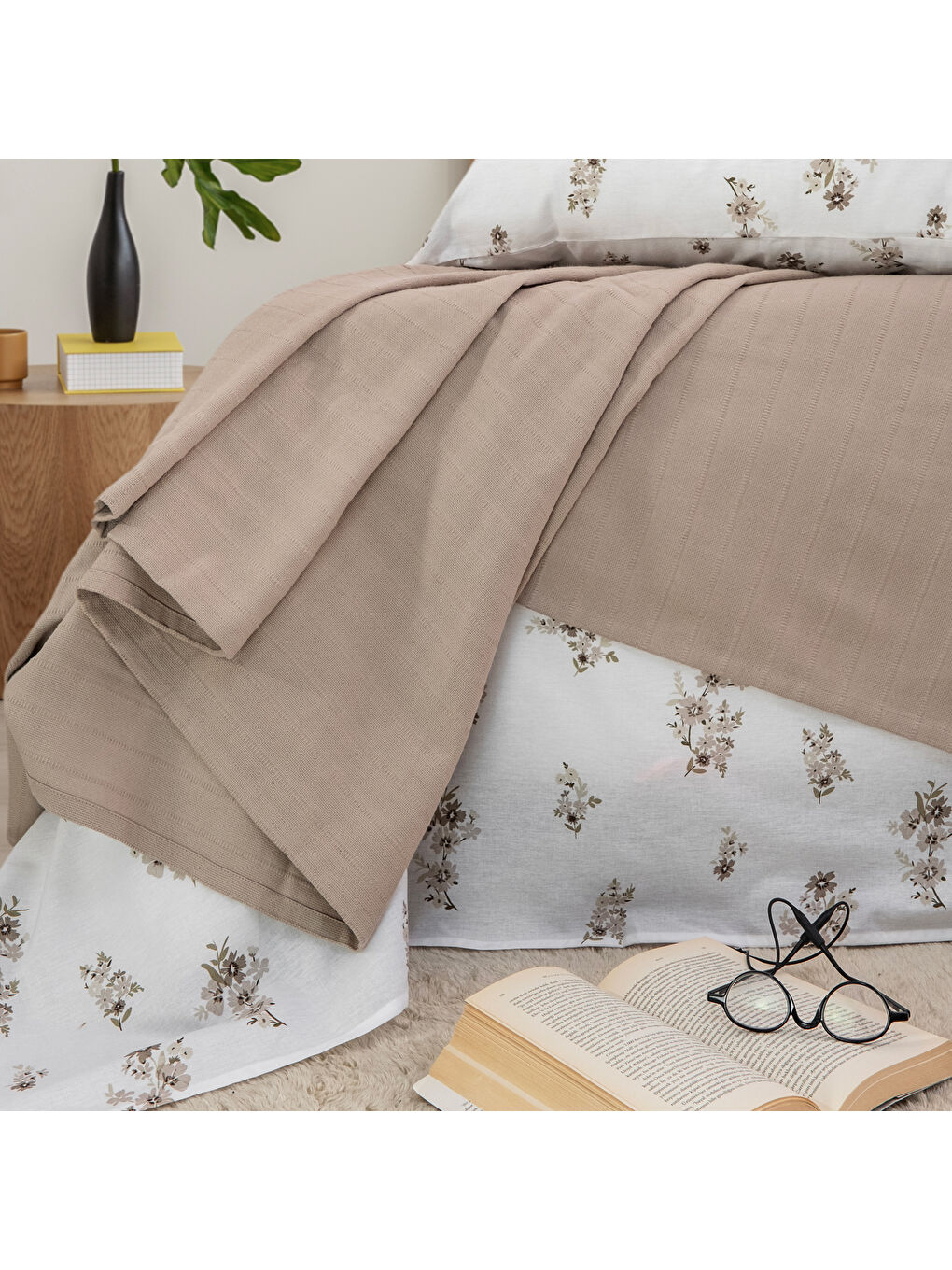 Home Hera Tek Kişilik Pike Takımı 3 Parça-Bej-3