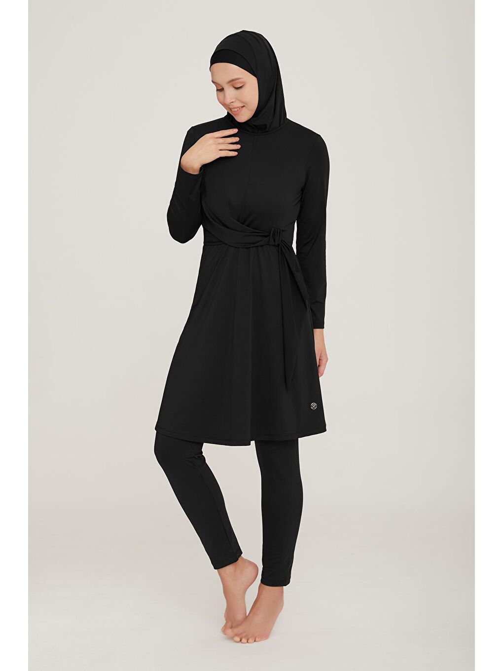 Likralı Tam Kapalı Tesettür Mayo Luka 8035 Siyah-3