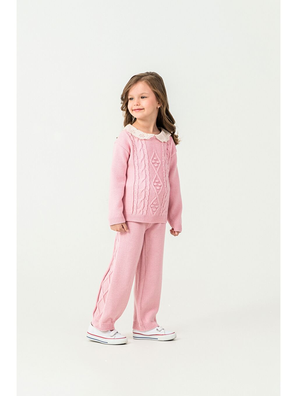 Pembe Kız Çocuk Triko 2'li Takım-3