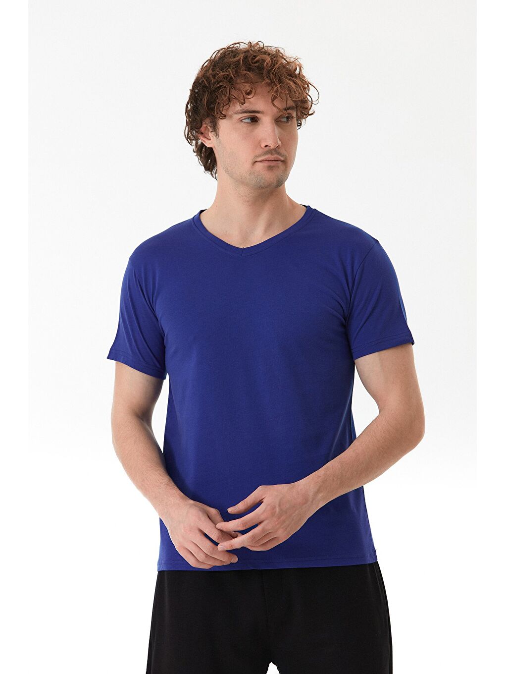 Mavi Basic V Yaka Tişört