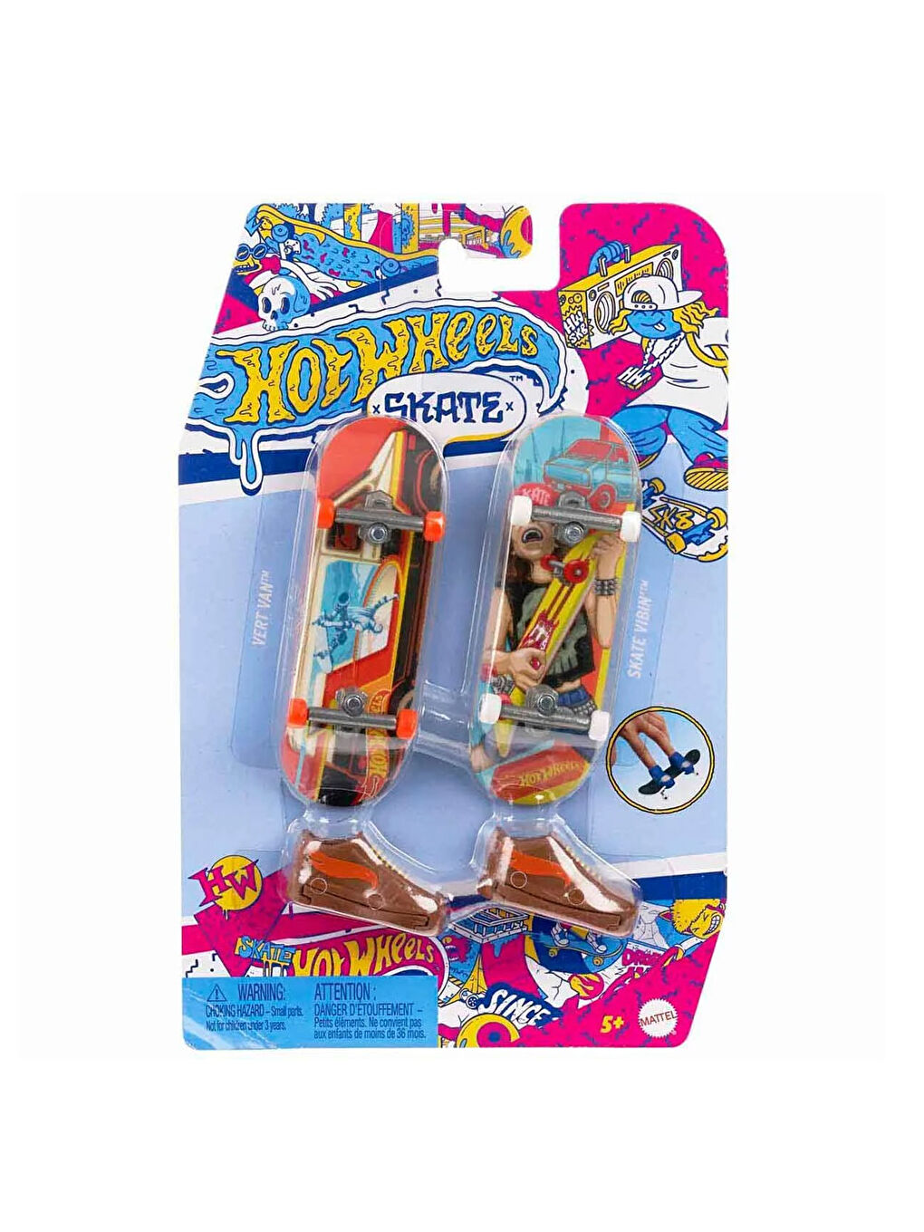 Hot Wheels Renksiz Skate Retro Temalı İkili Parmak Kaykay ve Ayakkabı Paketleri HXL17-HXL20