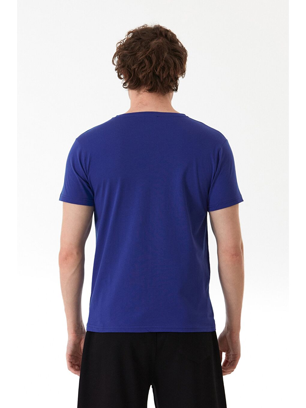 Mavi Basic V Yaka Tişört-3