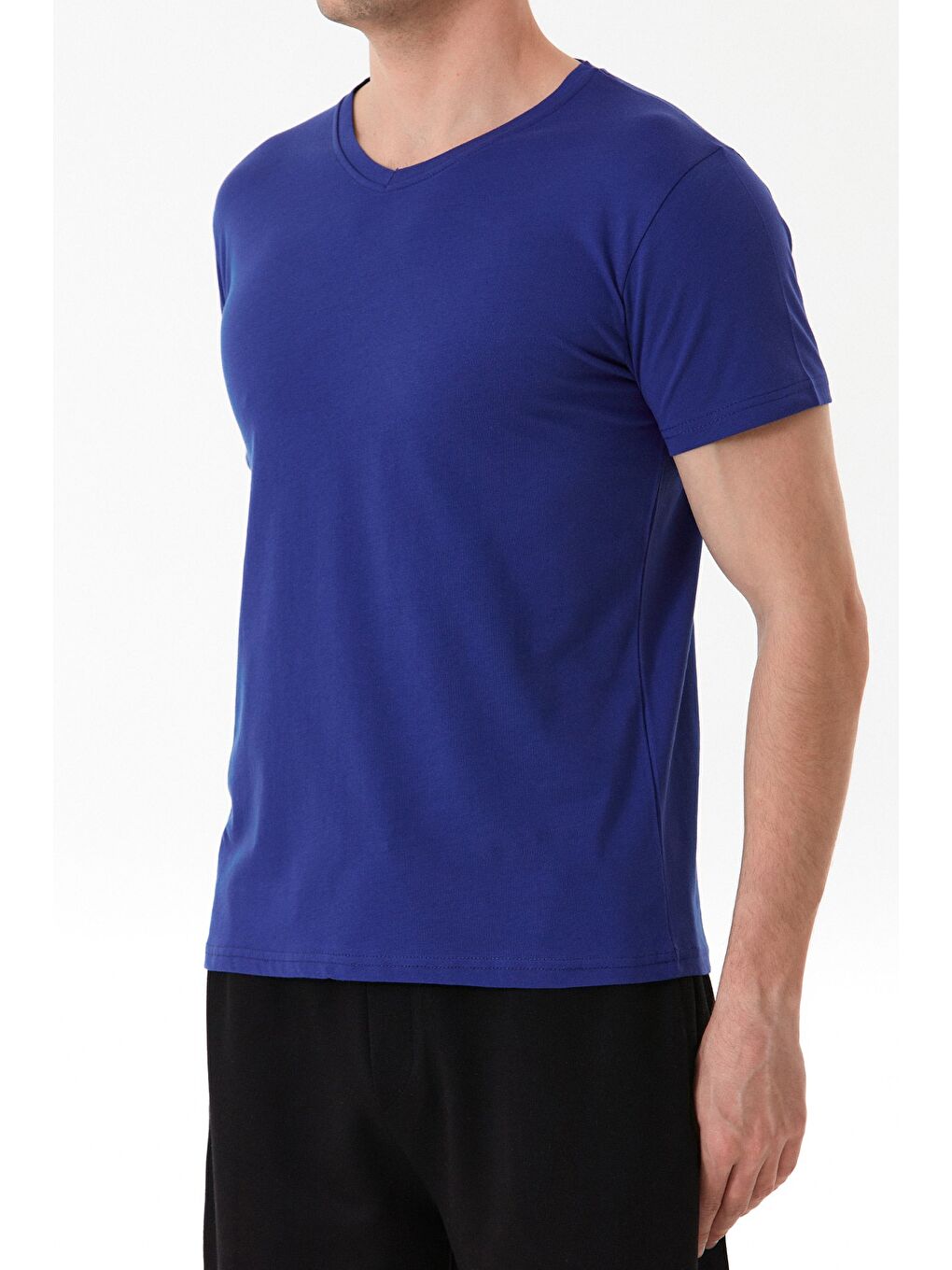 Mavi Basic V Yaka Tişört-4