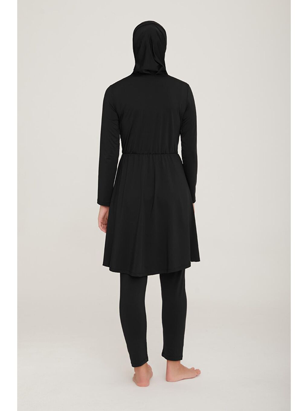 Likralı Tam Kapalı Tesettür Mayo Luka 8035 Siyah-4