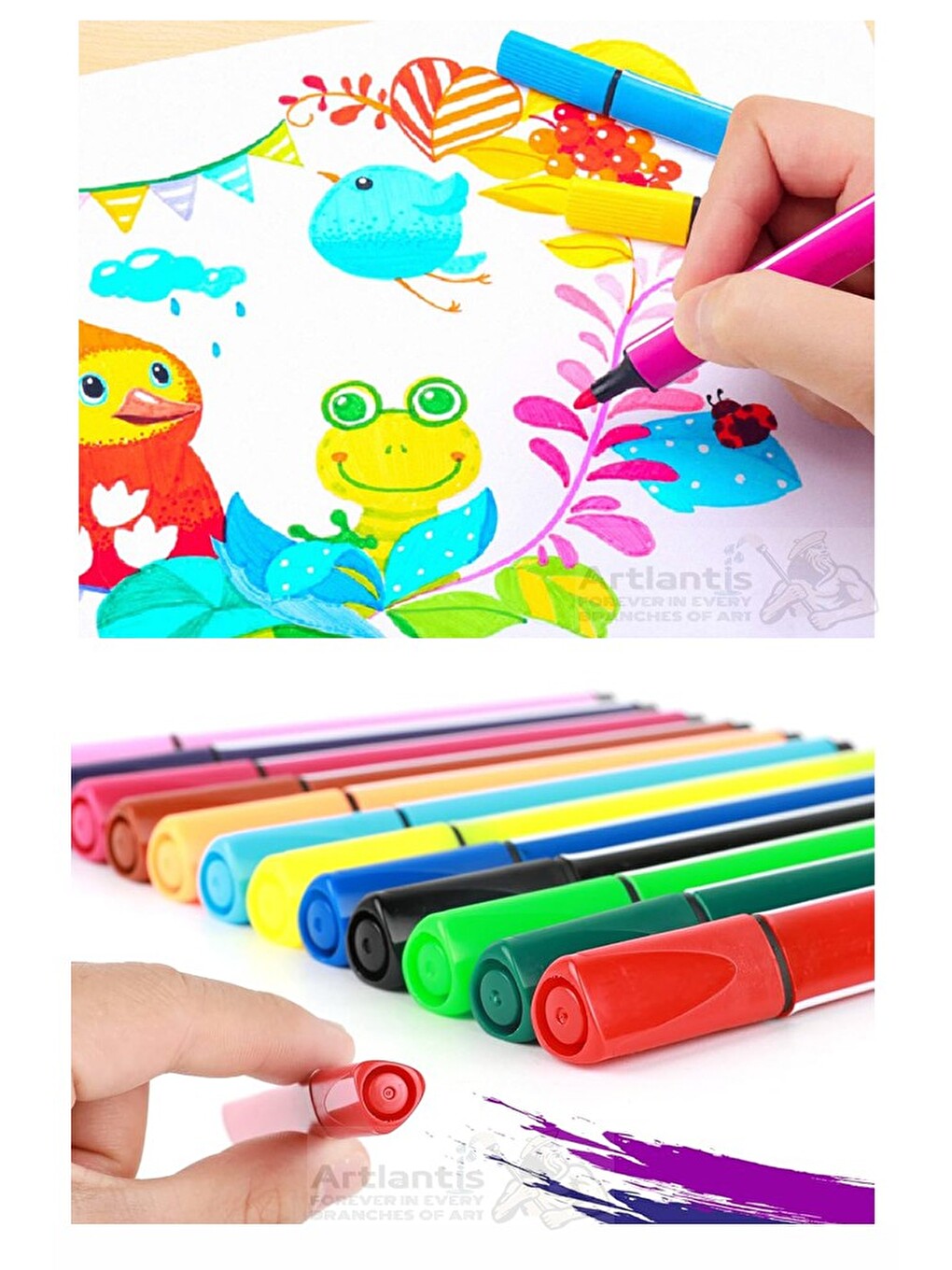 Jumbo Üçgen Keçeli Kalem 10 Renk Plastik Kutu Fixpoint 10 Lu Jumbo Keçeli Kalem Canlı Renkler Plasti-2