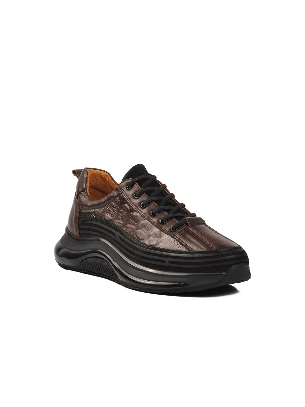 Kahverengi Kahve Hakiki Deri Erkek Sneaker 1004 M-2