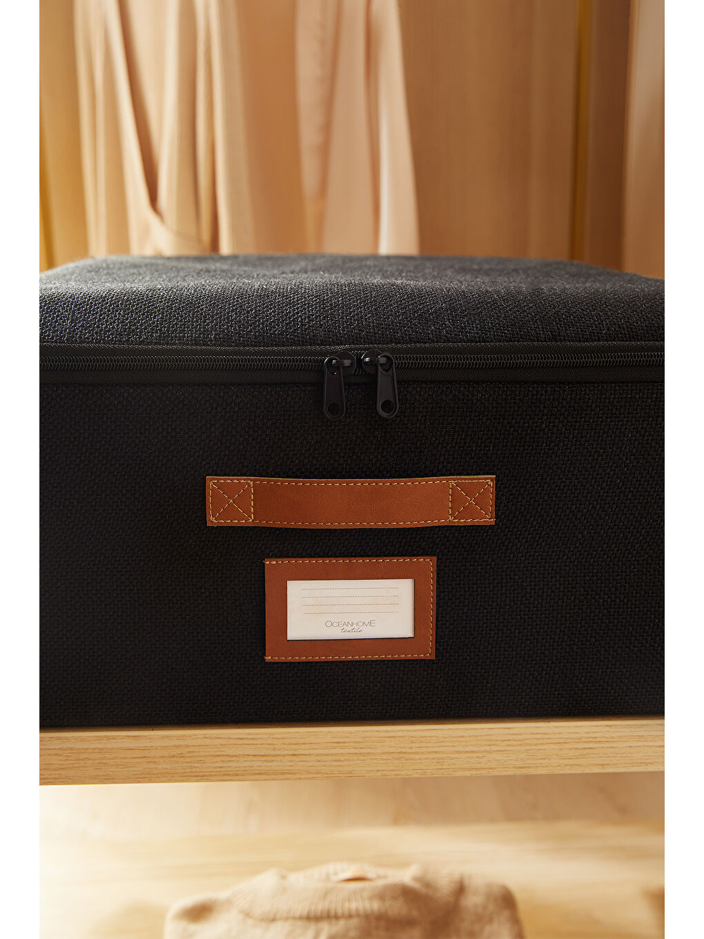 Siyah Renk Jüt Destekli Kutu Hurç 55 x 70 x 18 cm-1