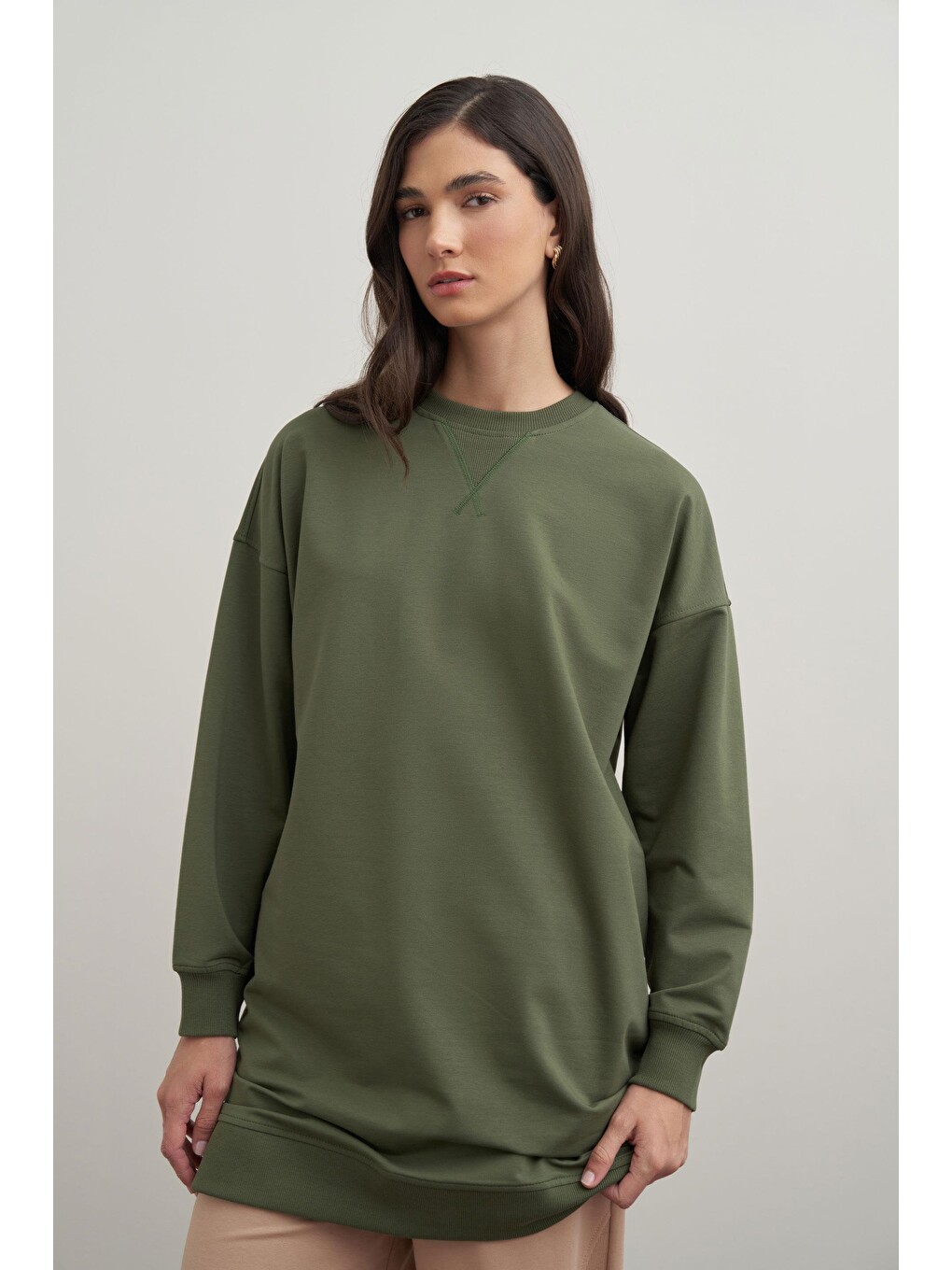 Yeşil-pamuklu Kaşkorse Detaylı Sweatshirt