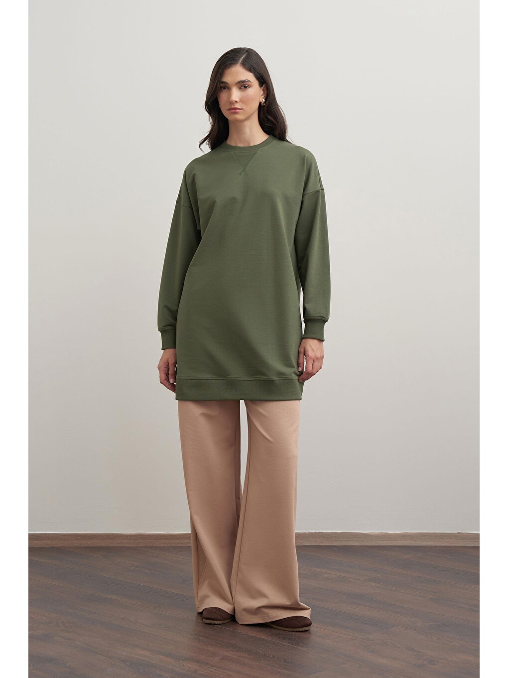 Yeşil-pamuklu Kaşkorse Detaylı Sweatshirt-1