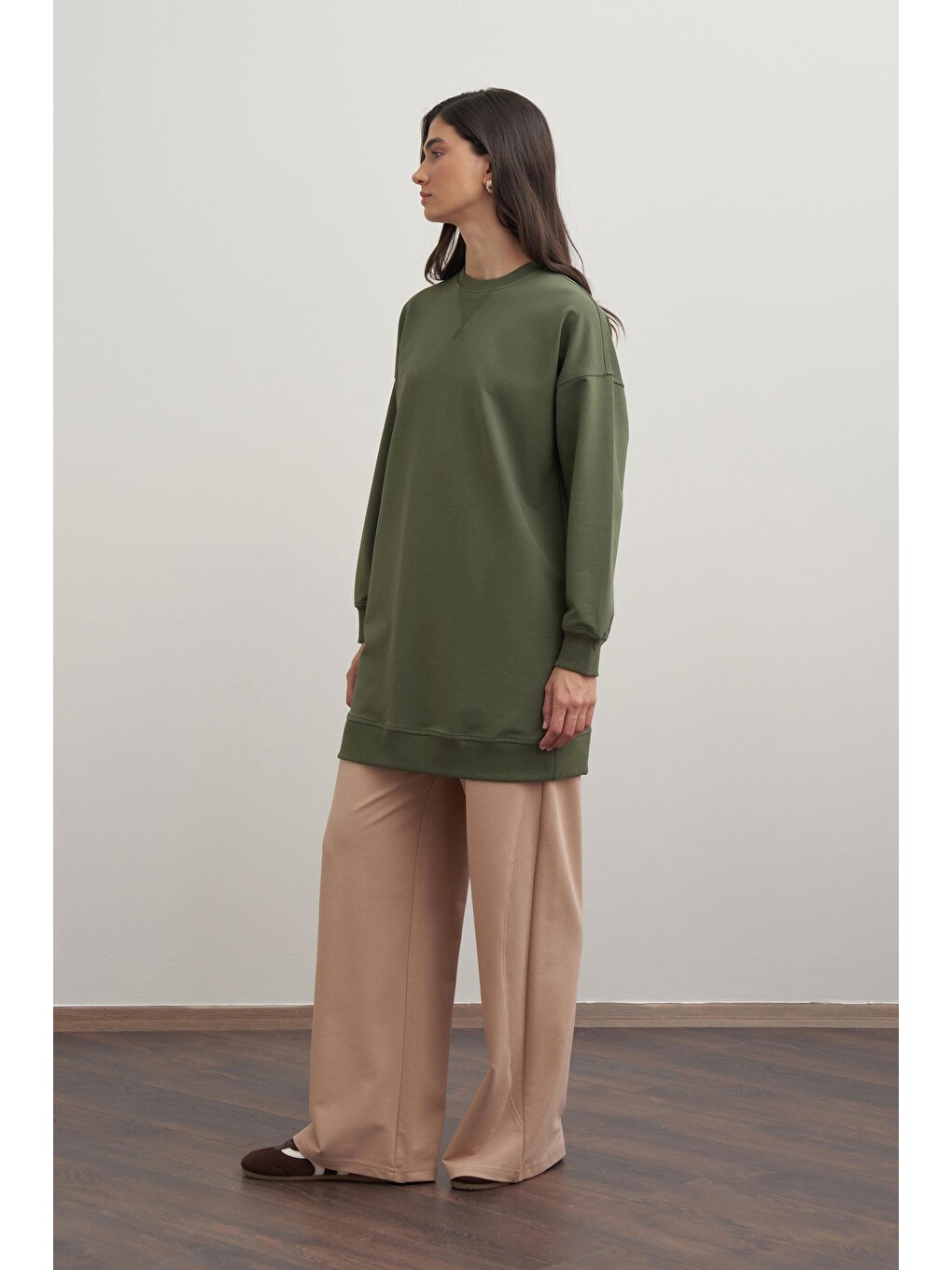 Yeşil-pamuklu Kaşkorse Detaylı Sweatshirt-2