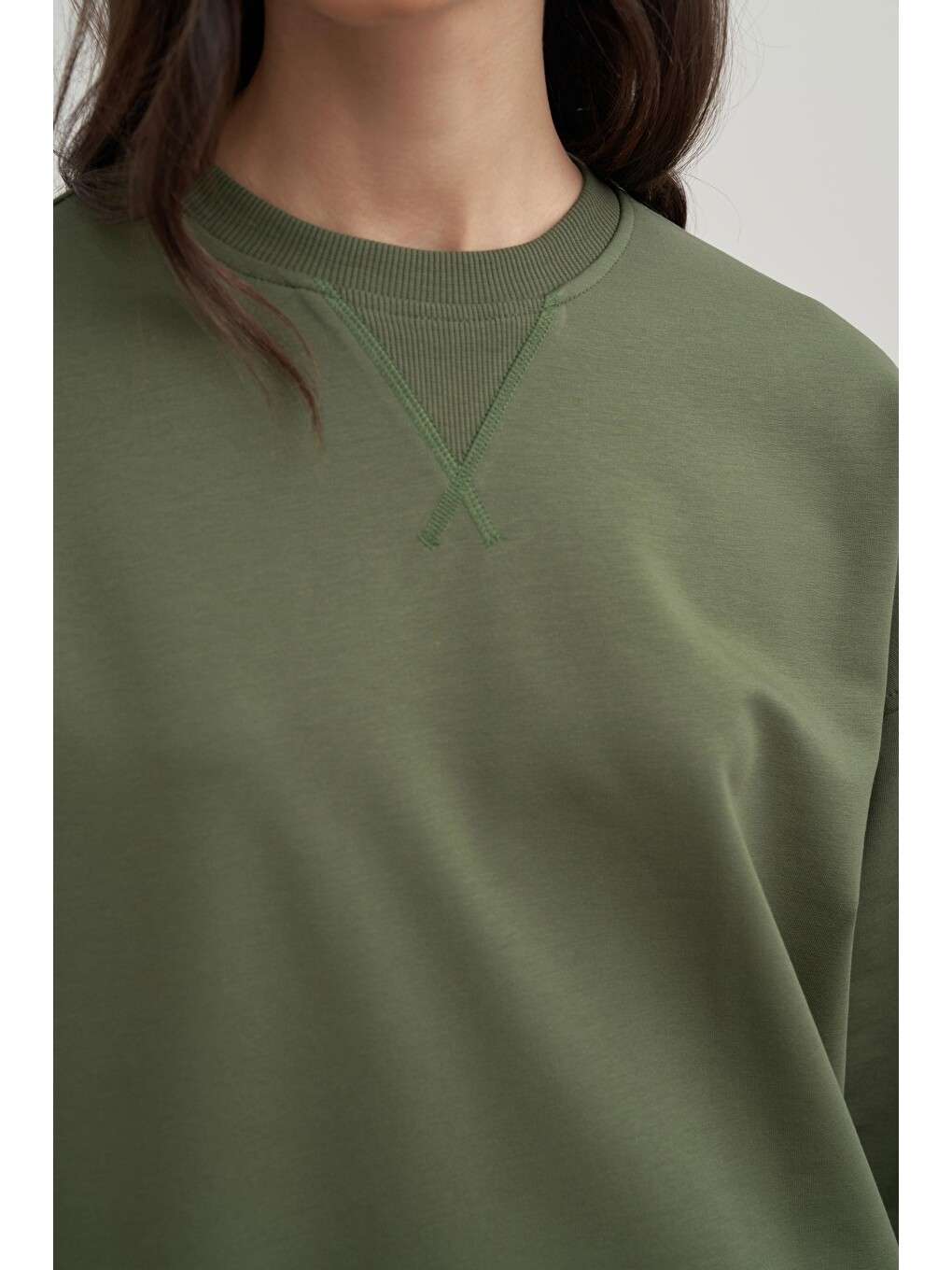 Yeşil-pamuklu Kaşkorse Detaylı Sweatshirt-4