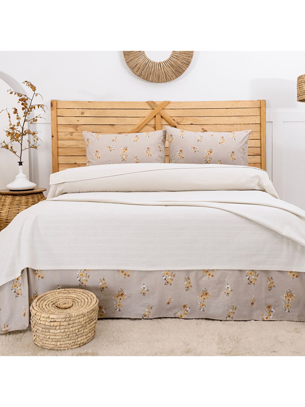 Home Hera Çift Kişilik Pike Takımı 4 Parça-Ekru