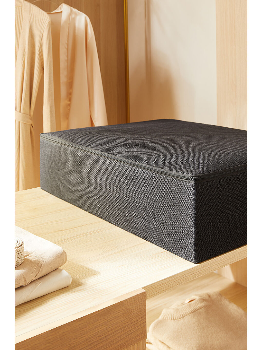 Siyah Renk Jüt Destekli Kutu Hurç 55 x 70 x 18 cm-4