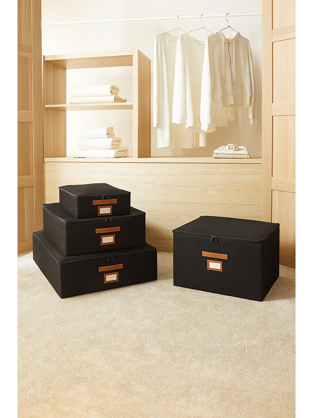 Siyah Renk Jüt Destekli Kutu Hurç 55 x 70 x 18 cm-5