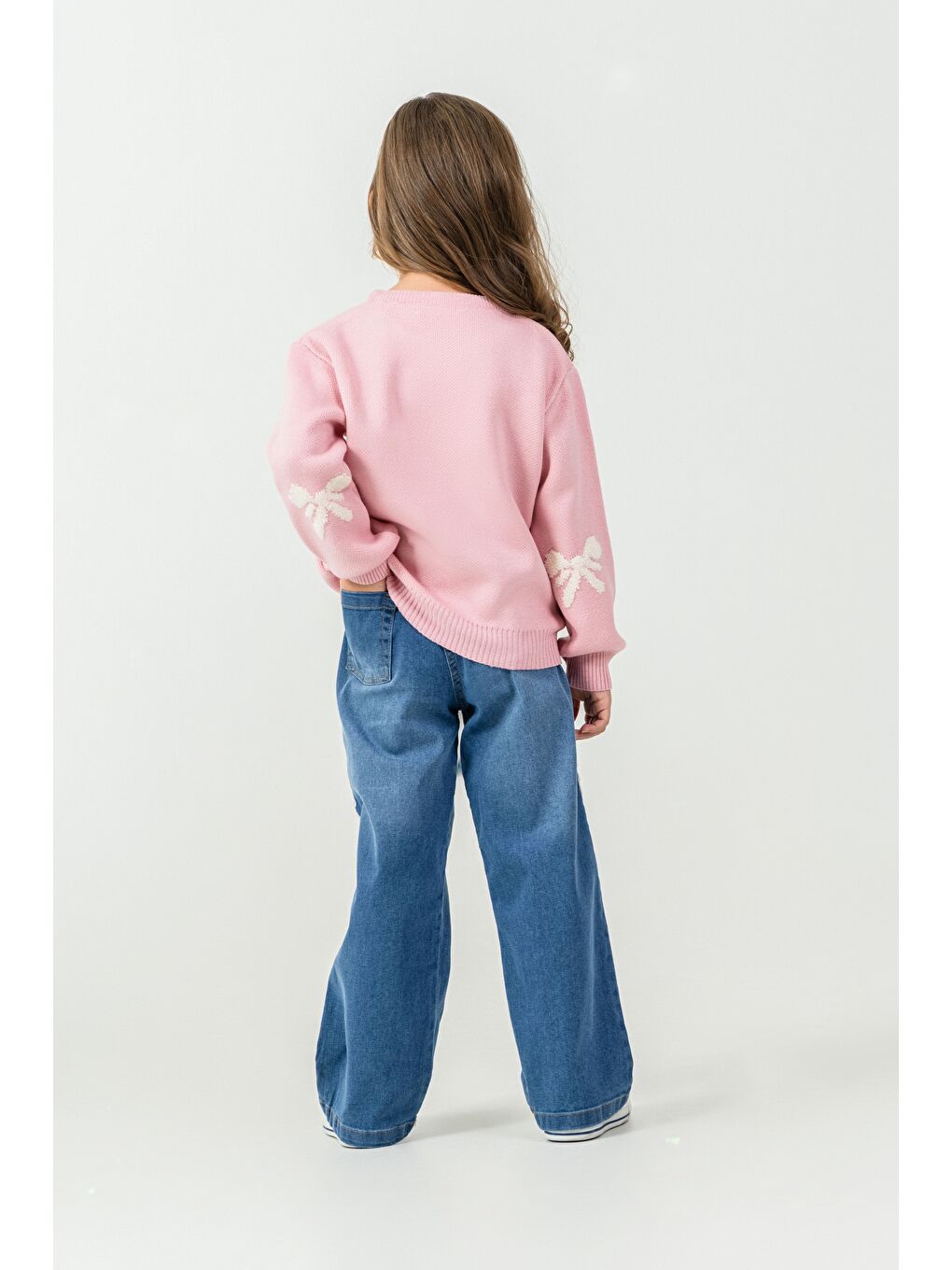Pembe Kız Çocuk Kazak-Jean Pantolon 2'li Takım-4