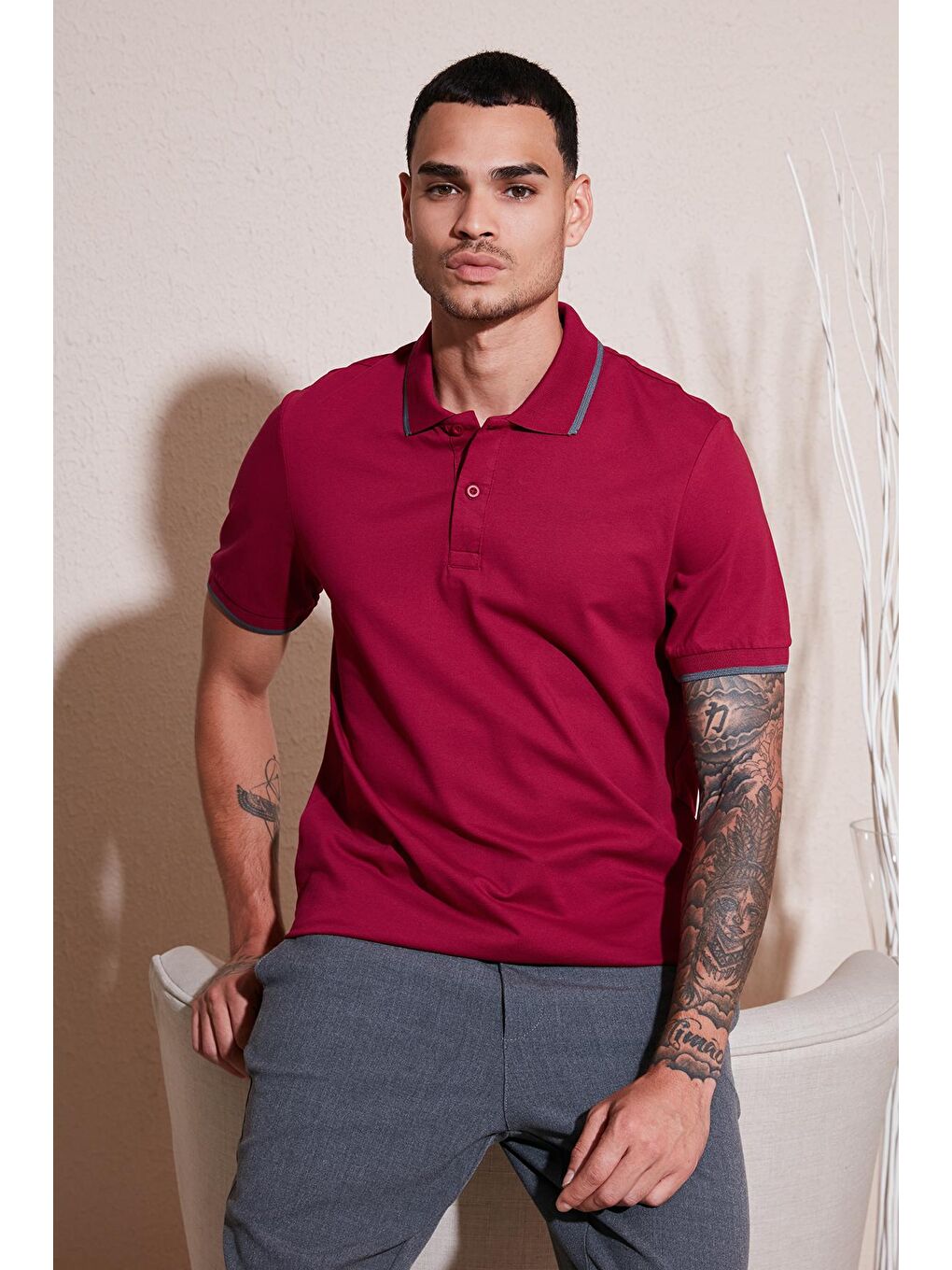 Buratti Bordo Pamuklu Regular Fit Polo Yaka T Shirt 5902063