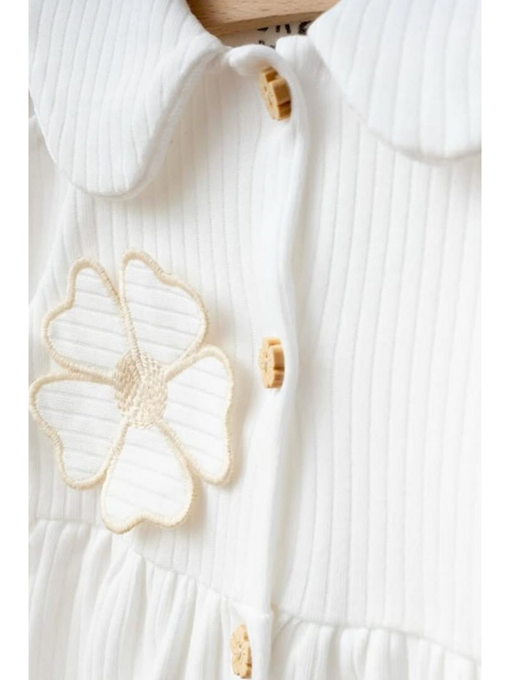 Ekru Kız Bebek Yonca Detaylı Saç Bandı Hediyeli Tulum-1