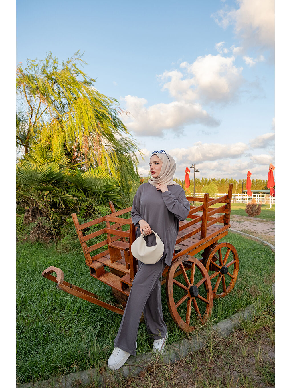 Kadın Beli Lastikli Takım Gri-1