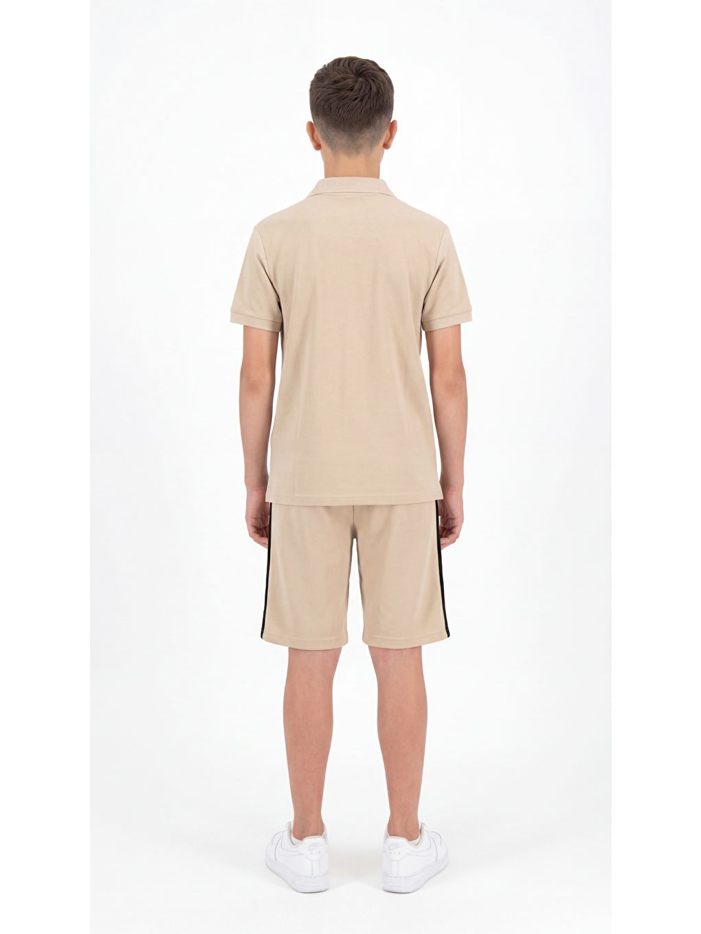 Bej Cleveland Standard Tires Baskılı Erkek Çocuk Gömlek-Tişört-Şort Takımı-3