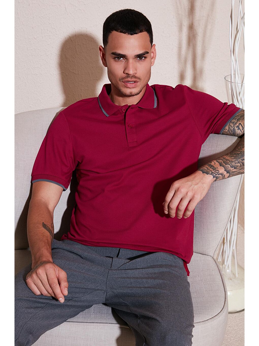 Buratti Bordo Pamuklu Regular Fit Polo Yaka T Shirt 5902063 - 1