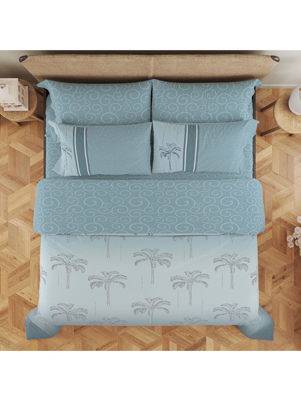 Karışık Baskılı,Desenli Çift Kişilik Nevresim Takımı (ÇARŞAFSIZ) 200x220 cm