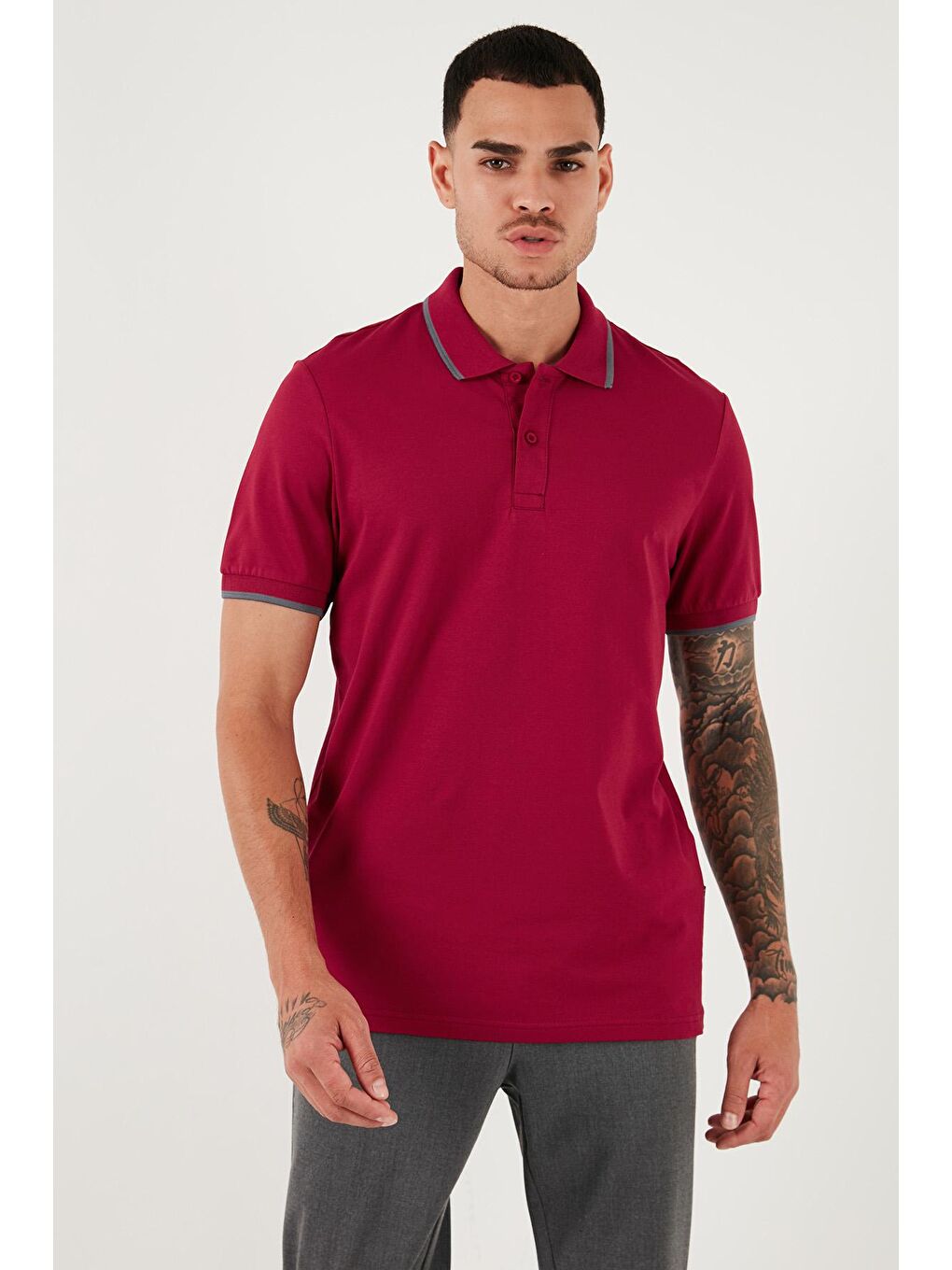 Buratti Bordo Pamuklu Regular Fit Polo Yaka T Shirt 5902063 - 4