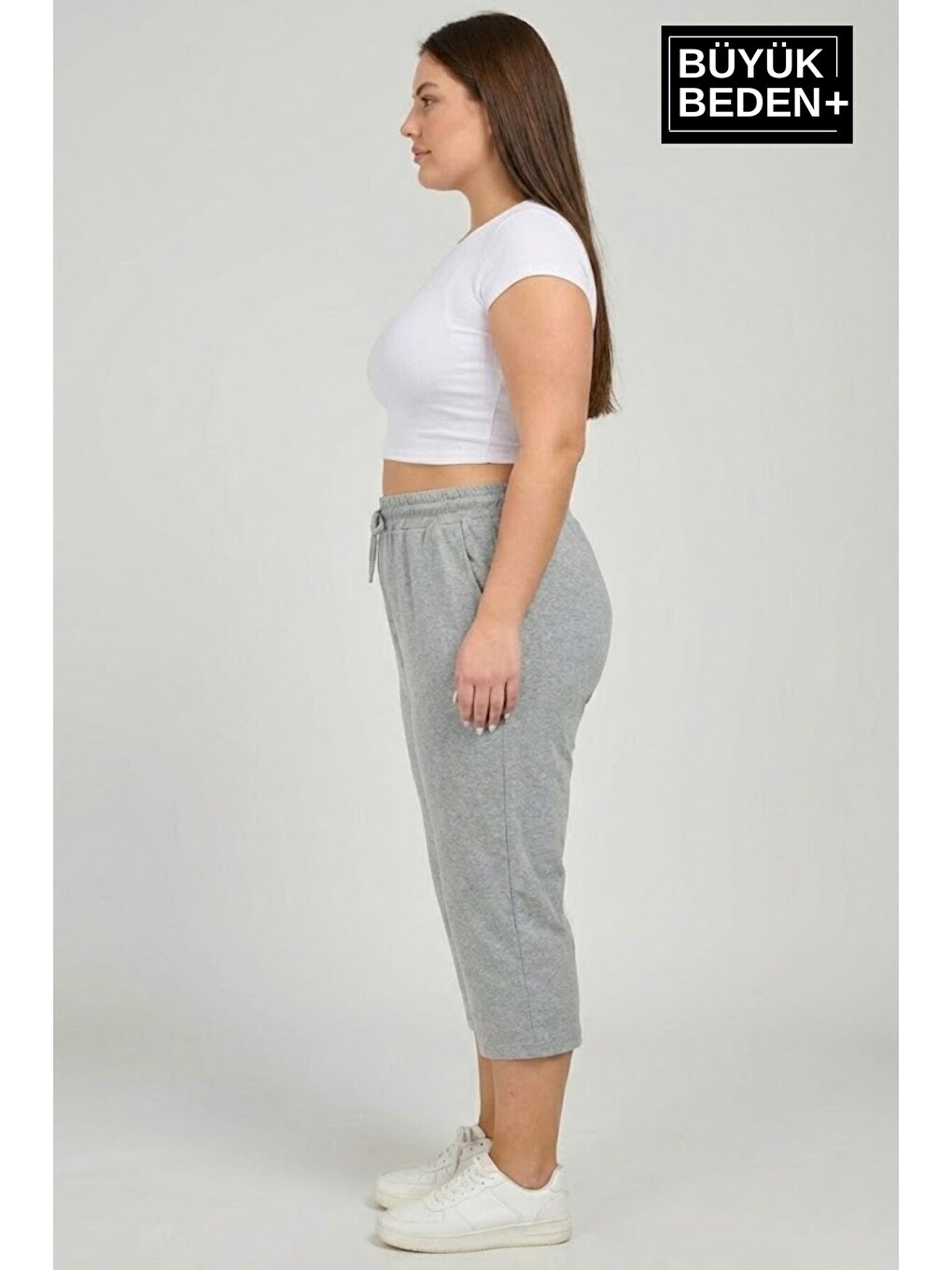 Lacivert Büyük Beden Kadın İkili Set Kapri Şort Rahat Kalıp 3XL-6XL SPR26BSRK591+2-2