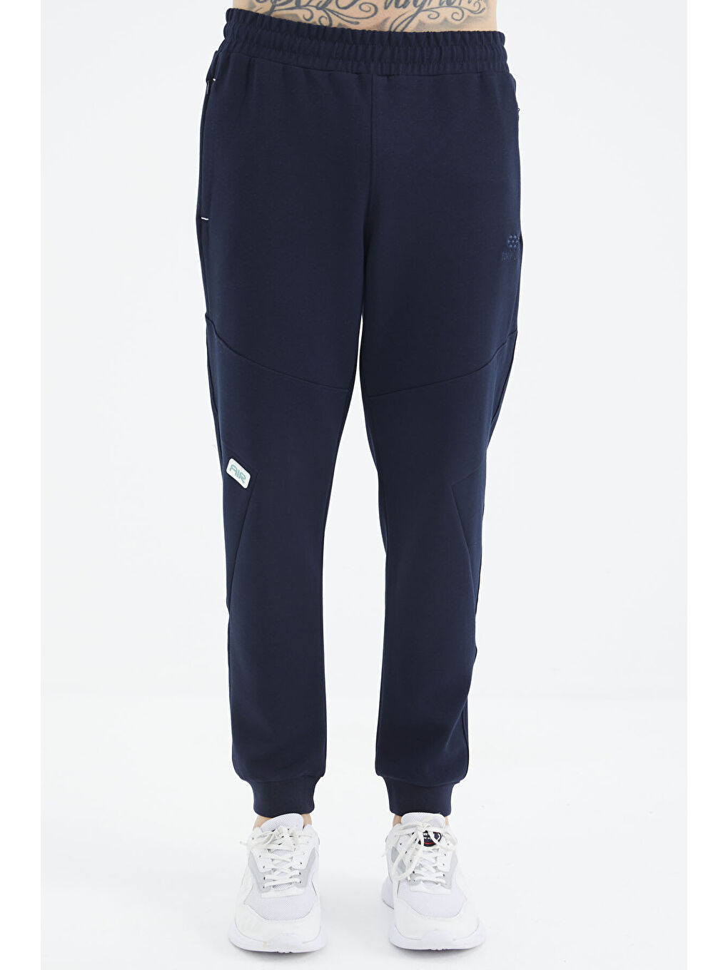 İndigo Bağcıklı Şerit Detaylı Rahat Kalıp  Eşofman Alt - 82100-2