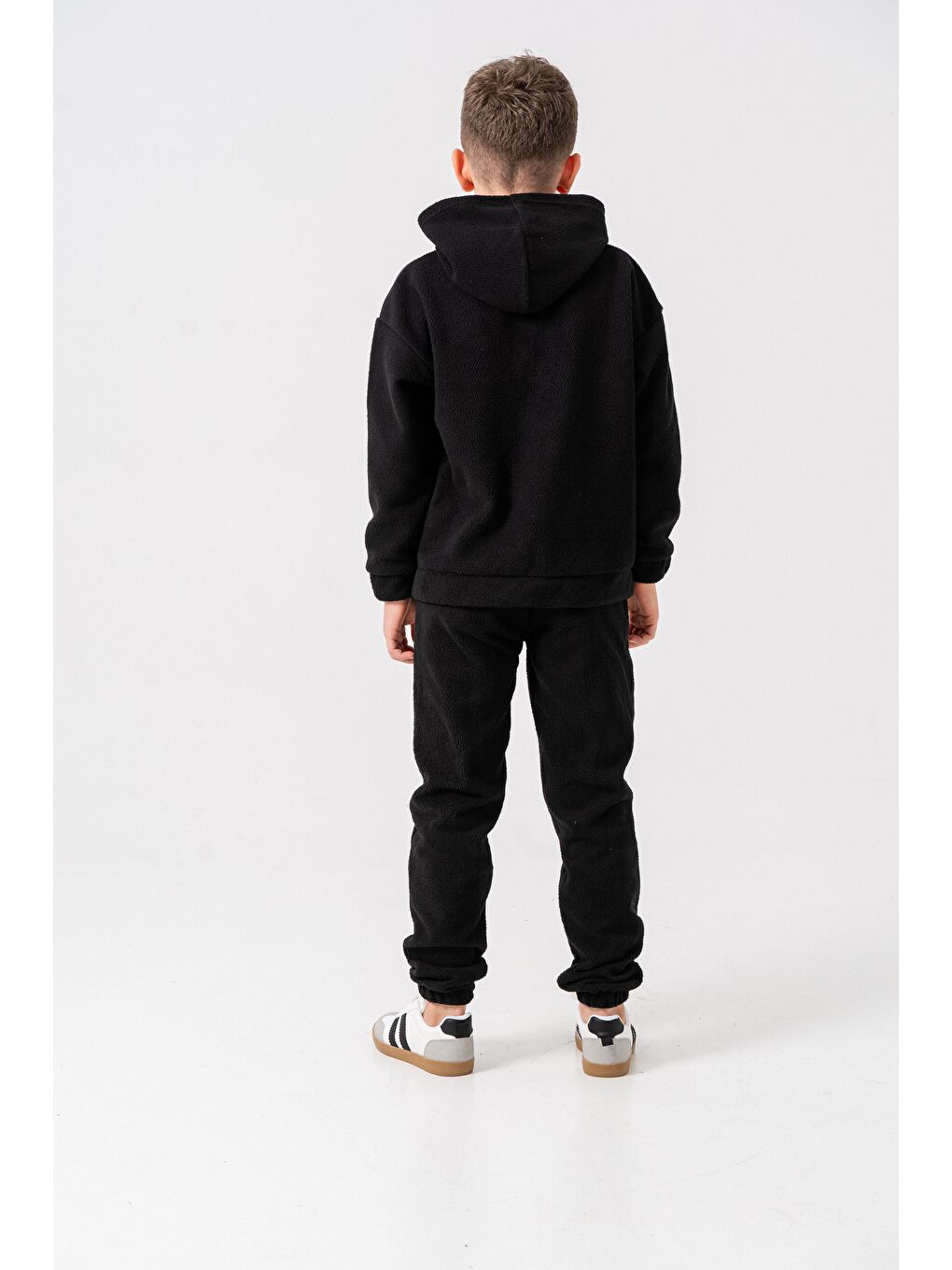 Siyah Generation Casual Brand Yazılı Şerit Baskılı Polar Erkek Çocuk Alt-Üst Eşofman Takımı-4