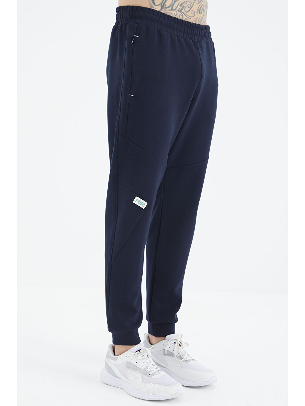 İndigo Bağcıklı Şerit Detaylı Rahat Kalıp  Eşofman Alt - 82100-4