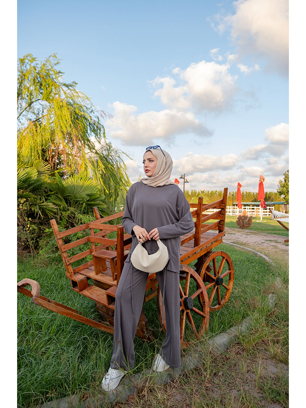 Kadın Beli Lastikli Takım Gri-2