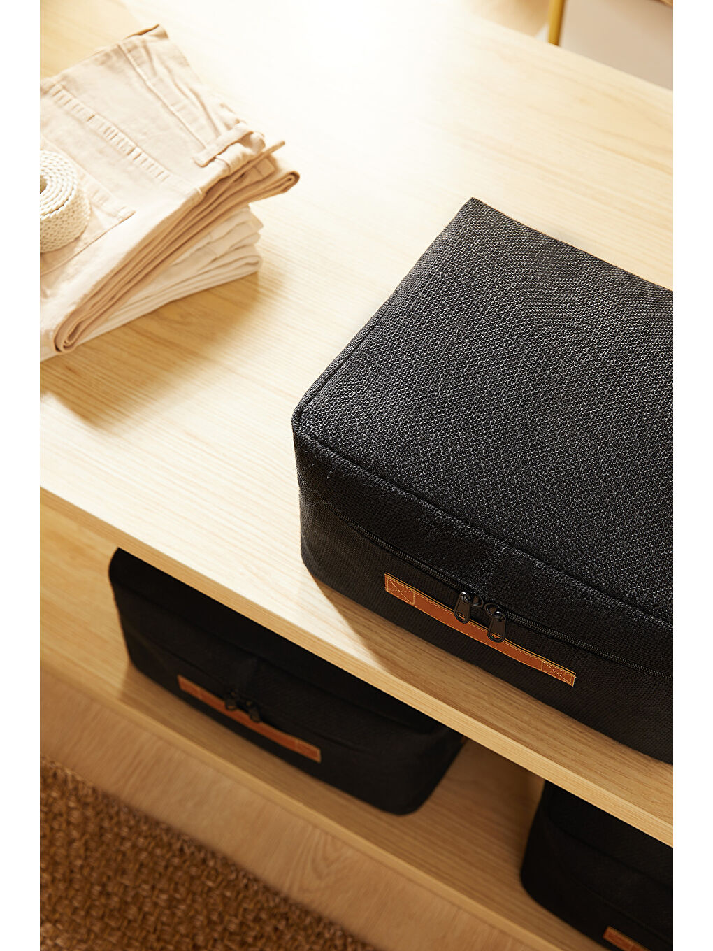 3'lü Siyah Renk Jüt Hurç Set 30 x 22 x 18 cm-2