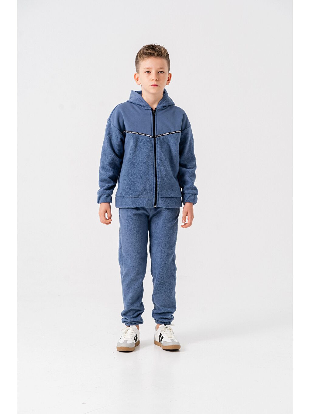 Mavi Generation Casual Brand Yazılı Şerit Baskılı Polar Erkek Çocuk Alt-Üst Eşofman Takımı-5