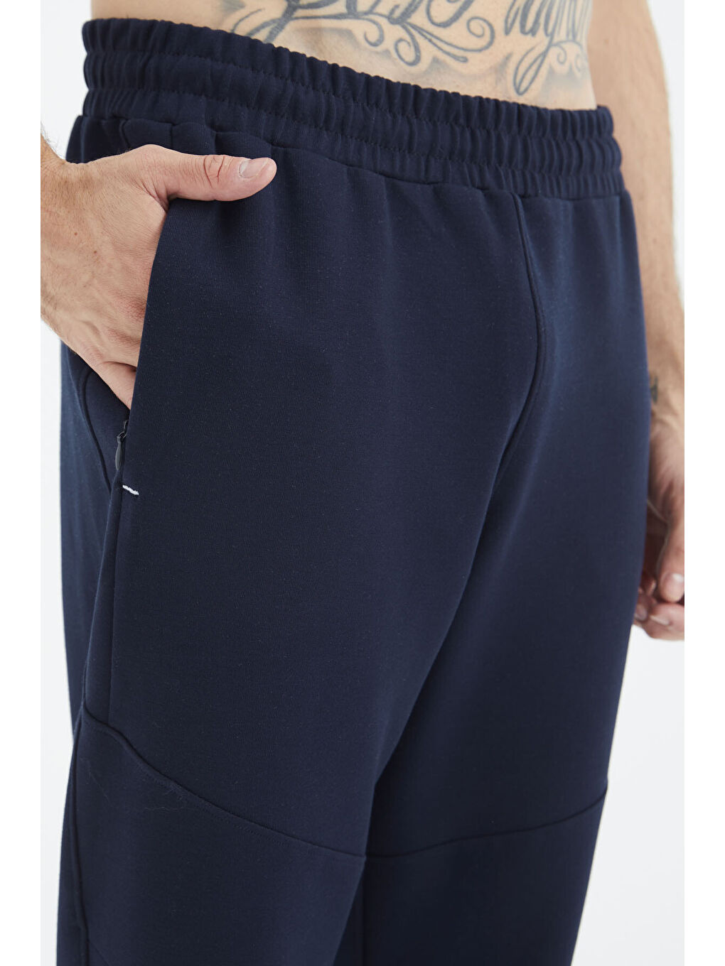 İndigo Bağcıklı Şerit Detaylı Rahat Kalıp  Eşofman Alt - 82100-8