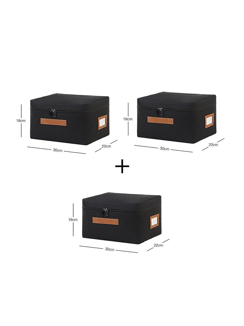 3'lü Siyah Renk Jüt Hurç Set 30 x 22 x 18 cm-5