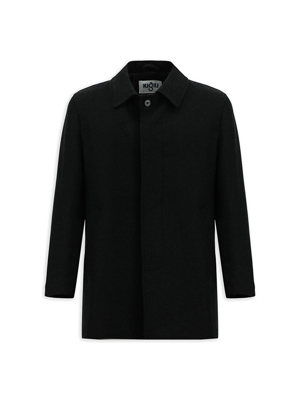 Antrasit Regular Fit Bebe Yaka Düz Klasik Kaban